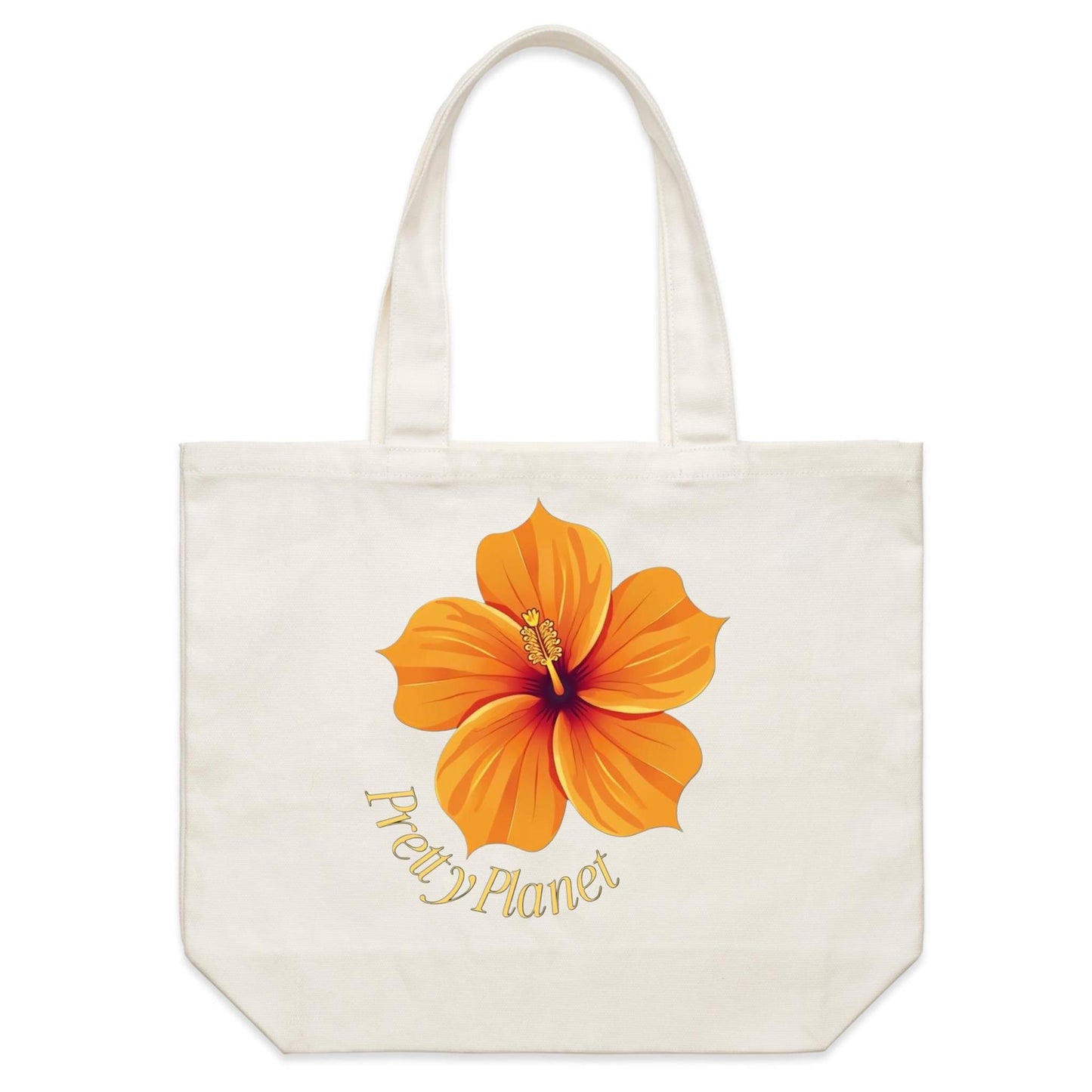 Shoulder Canvas Tote Bag - Hibiscus Orange