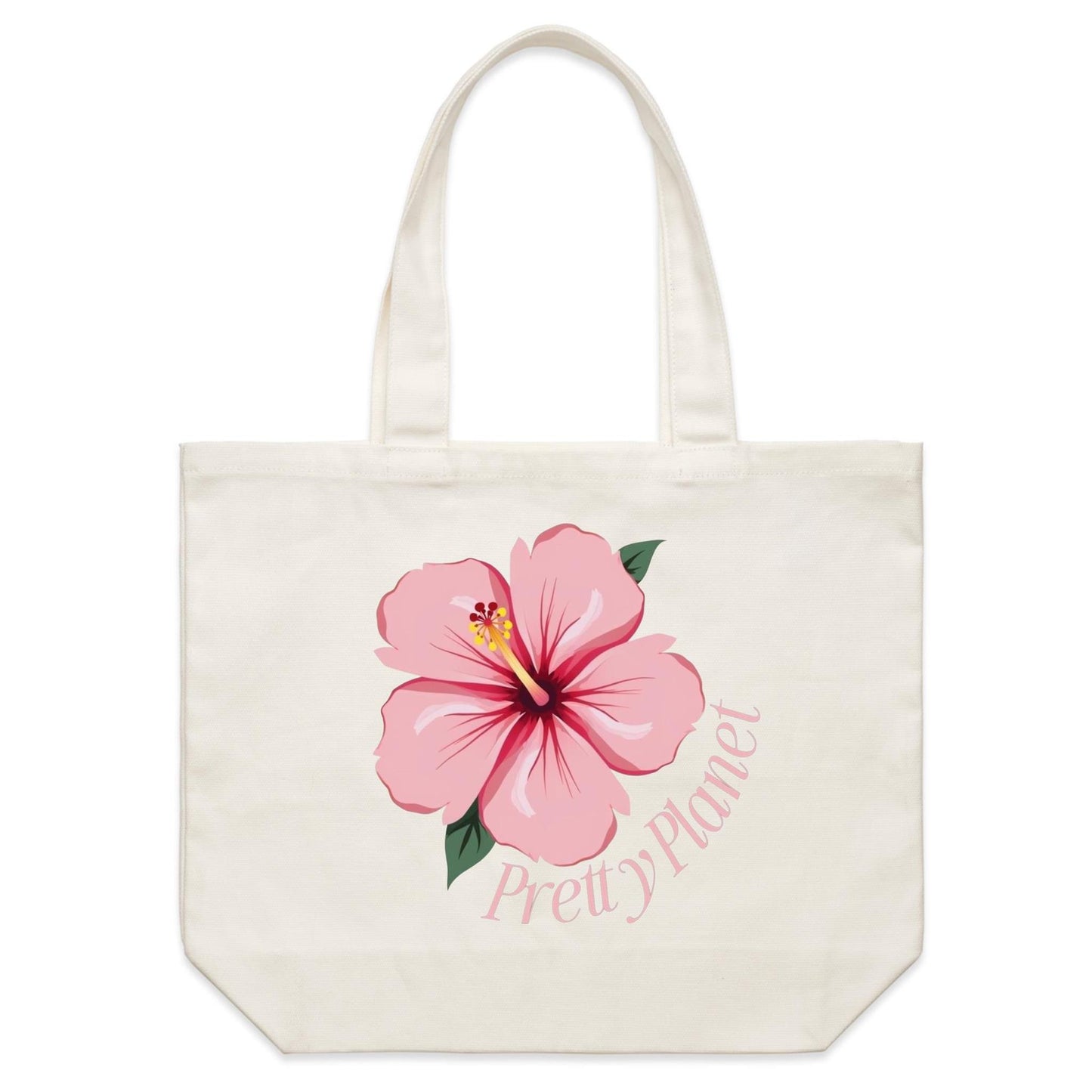 Shoulder Canvas Tote Bag - Hibiscus Pink